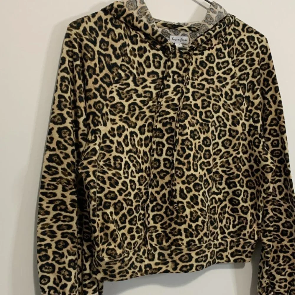 love FIRE ANIMAL PRINT HOODIE | RELAXED FIT STRETCHY | PUFF CUFFS - Picture 2 of 6